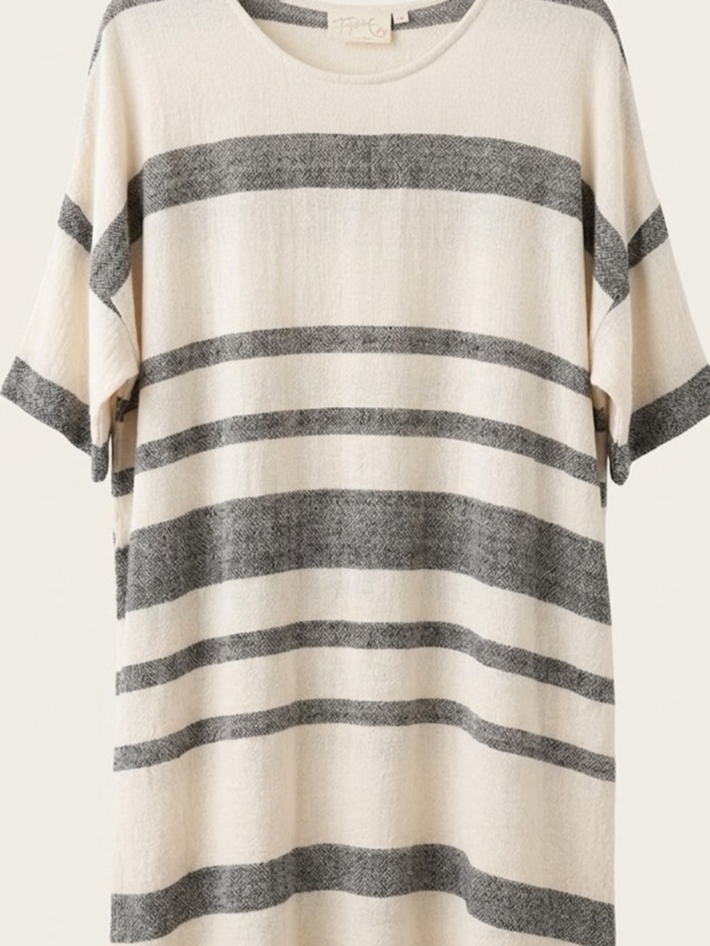 Cream and Black Striped Women’s Shift Dress